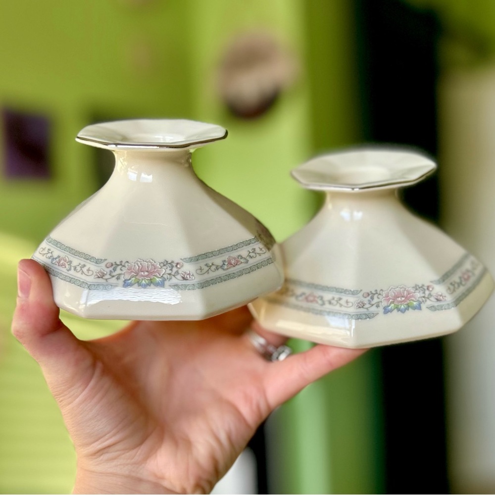 VTG Lenox Dainty Elegant Floral Porcelain Candlestick Holder Luxury Decor Art - Picture 3 of 11
